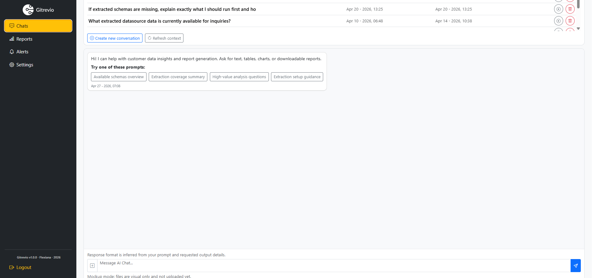 GitRevio AI Chat interface